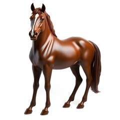 Fototapeta premium Majestic Brown Stallion with Glossy Coat in Sculpted Papier-Mâché Texture, Full Body Square Portrait
