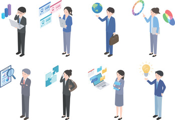 いろいろな職種のビジネスパーソンのイラストセット