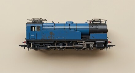 Fototapeta premium Enchanted Blue Miniature Train A Detailed Look at a Classic Model Locomotive
