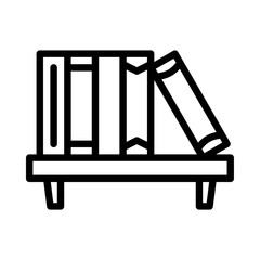 Bookshelf outline icon. books black line illustration.