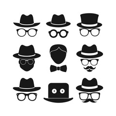 Anonymous Figure Icons with Hats and Glasses
