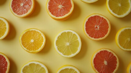 Obraz premium Citrus Slices: Oranges, Grapefruit, Lemons - Vibrant Food Photography