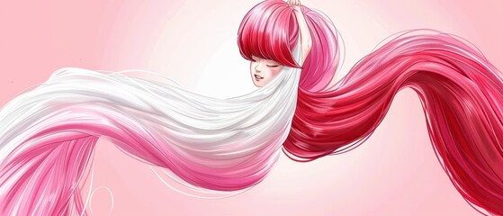 핑크빛 머리카락의 소녀, 추상적인 움직임
