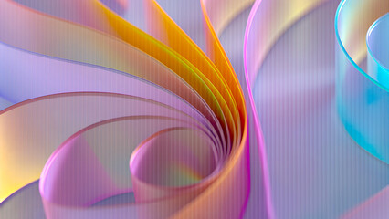 Abstract geometric rainbow colorful background with patterned glass texture.