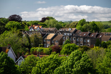 Beautiful view to old historic buildings in Lewes village, UK © Cavan