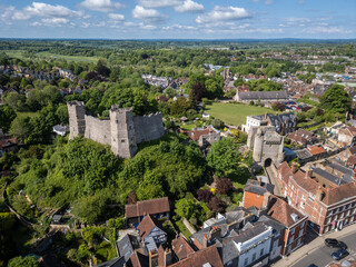 Beautiful aerial view to old historic medieval castle in green hill © Cavan