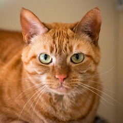 Ginger Tabby Cat Standing on White Background
