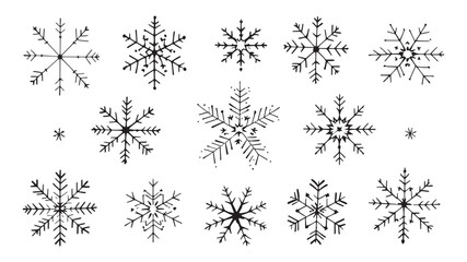 Snowflake Vector Set Unique Crystal Patterns