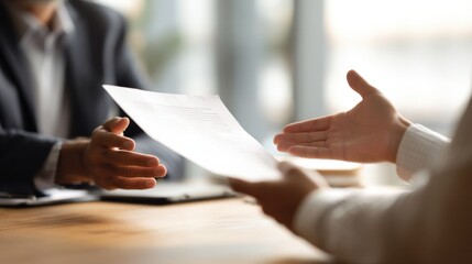 Close-up of Indian attorney showing legal paperwork to client, soft lighting and calm office tone, hands gesturing in discussion, trust-focused scene