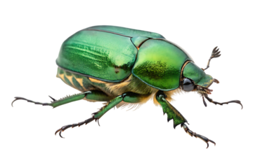Green june beetle isolated on transparent background