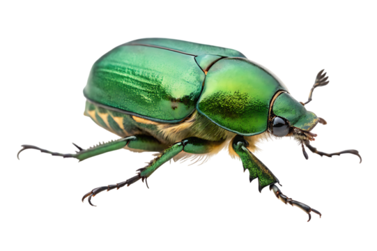 Green june beetle isolated on transparent background