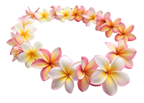 Plumeria flower wreath isolated on transparent background