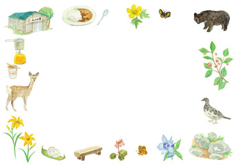 水彩絵の具で描いた登山のイメージ背景