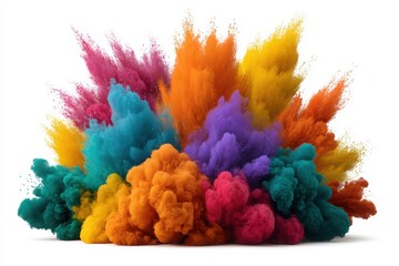 Colorful powder paint explosion on white background