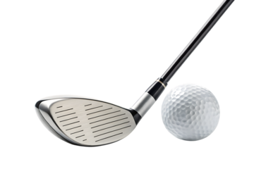 Golf club and ball isolated on transparent background