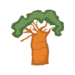 fruit baobab tree cartoon vector illustration