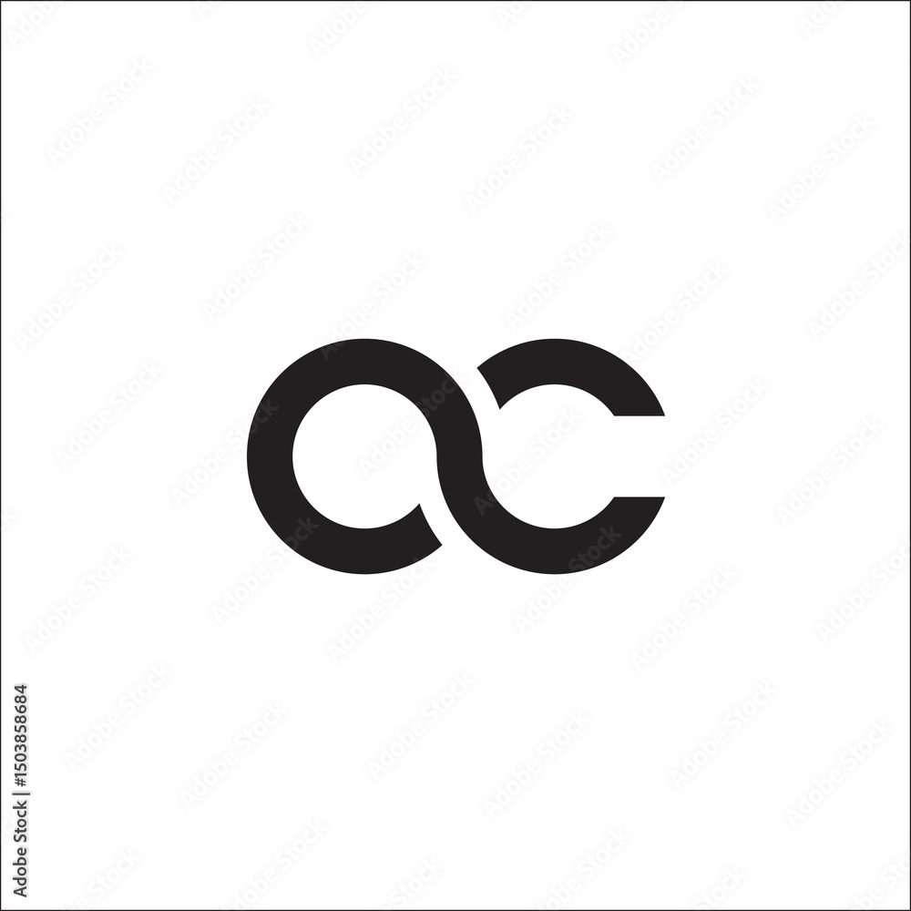 Poster initial letter oc linked round lowercase monogram logo vector
