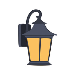 landscape exterior lamp cartoon vector illustration