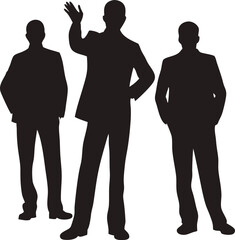 Vector silhouettes of business people in a standing group