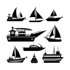  Collection of Boat and Ship Silhouettes