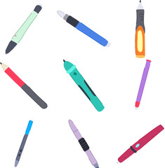interactive whiteboard pen set cartoon vector illustration
