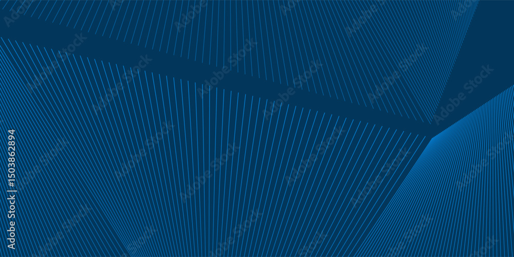 Poster a sleek blue abstract background with converging lines and smooth gradients. the dynamic design and 