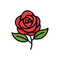 Cartoon Rose Flower Doodle Vector