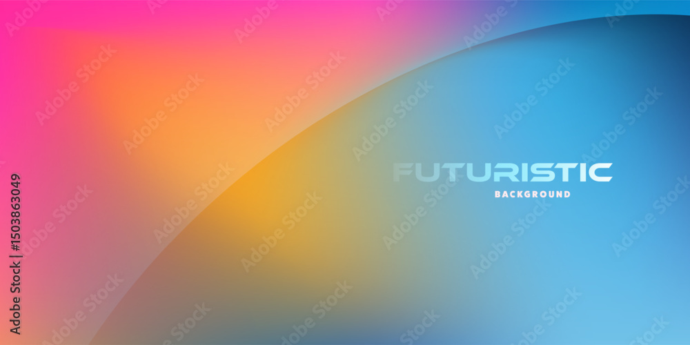 Poster a futuristic background with a vibrant gradient of brown, orange, blue tones. transparent, curved sh