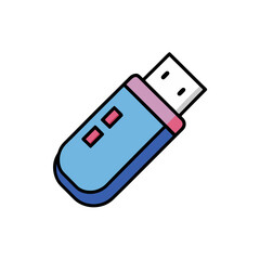 Cartoon USB Stick Doodle Illustration