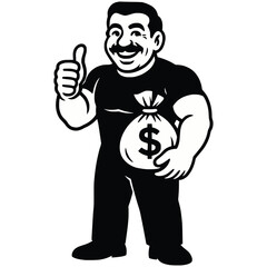 Muscular Man with a Thick Mustache Flaunts His Fortune Generative AI