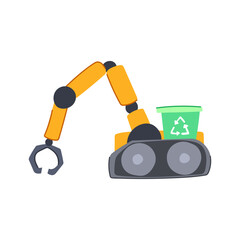 ai mini robot sorting trash cartoon vector illustration