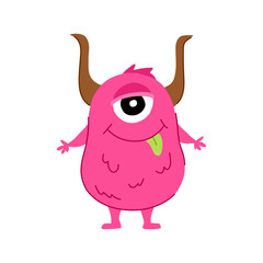 minotaur monster with horns cartoon vector illustration