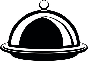 Silhouette of a covered serving dish or platter vector 
