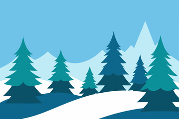 Obraz premium snowy pines vector illustration background 