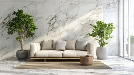 Beige Sofa in Modern Minimalist Living Room