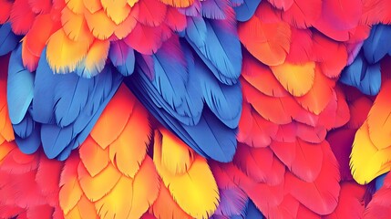 Parrot feather tile with multicolored details, suitable for exotic wallpaper, animal print products, and natural pattern compositions.