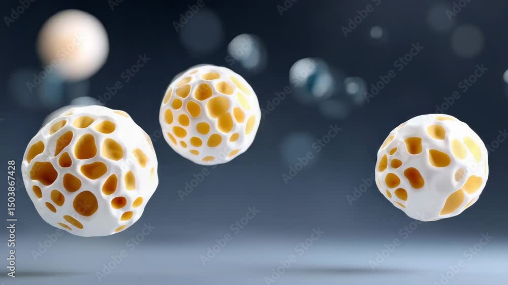 Poster group of white and yellow balls floating in the air. the balls are arranged in a way that they appea