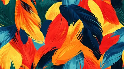 Parrot feather tile with multicolored details, suitable for exotic wallpaper, animal print products, and natural pattern compositions.