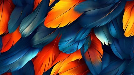 Parrot feather tile with multicolored details, suitable for exotic wallpaper, animal print products, and natural pattern compositions.