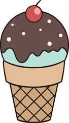 Mint Chocolate Ice Cream Cone with Cherry