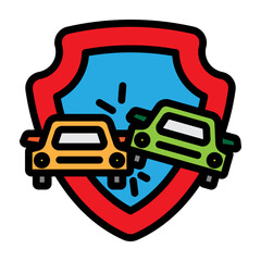 Car Accident Insurance Vector Filled Icon Design