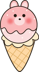 Ice cream cone with a pink bunny on top