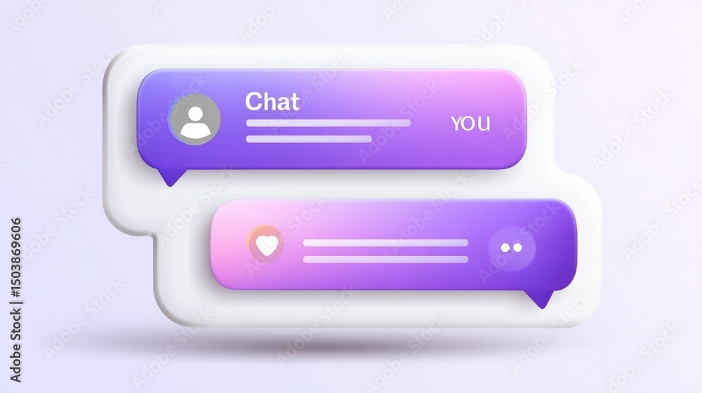 Poster chat bubbles in a modern design featuring gradient colors and user icons, symbolizing digital commun
