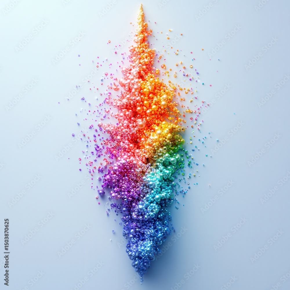 Poster pride month concept. colorful abstract design resembling a tree made of particles.