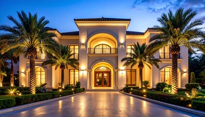 Fototapeta premium Night View of Luxury Hotel Facade