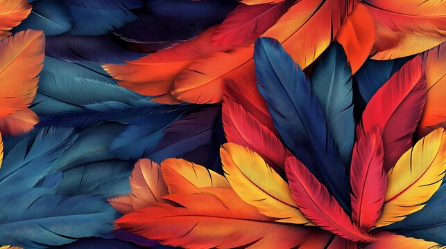 Detailed feather texture in repeating parrot pattern, ideal for nature designs, tropical illustrations, and jungle-style layouts.