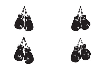 Set of the hanging boxing gloves vector on white background. element for logo, label,emblem,sign, poster. illustration
