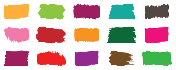Set of colorful brush strokes, lines, Brush stain. Rectangle brush collection. paintbrush, Red paint strokes. Grunge pen elements, marker shapes. Abstract brushes. 