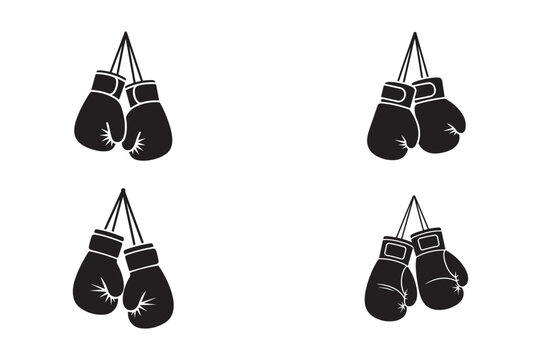Set of the hanging boxing gloves vector on white background. element for logo, label,emblem,sign, poster. illustration
