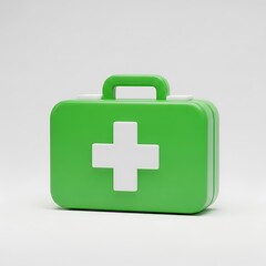 Fototapeta premium Green First Aid Kit with White Cross Symbol